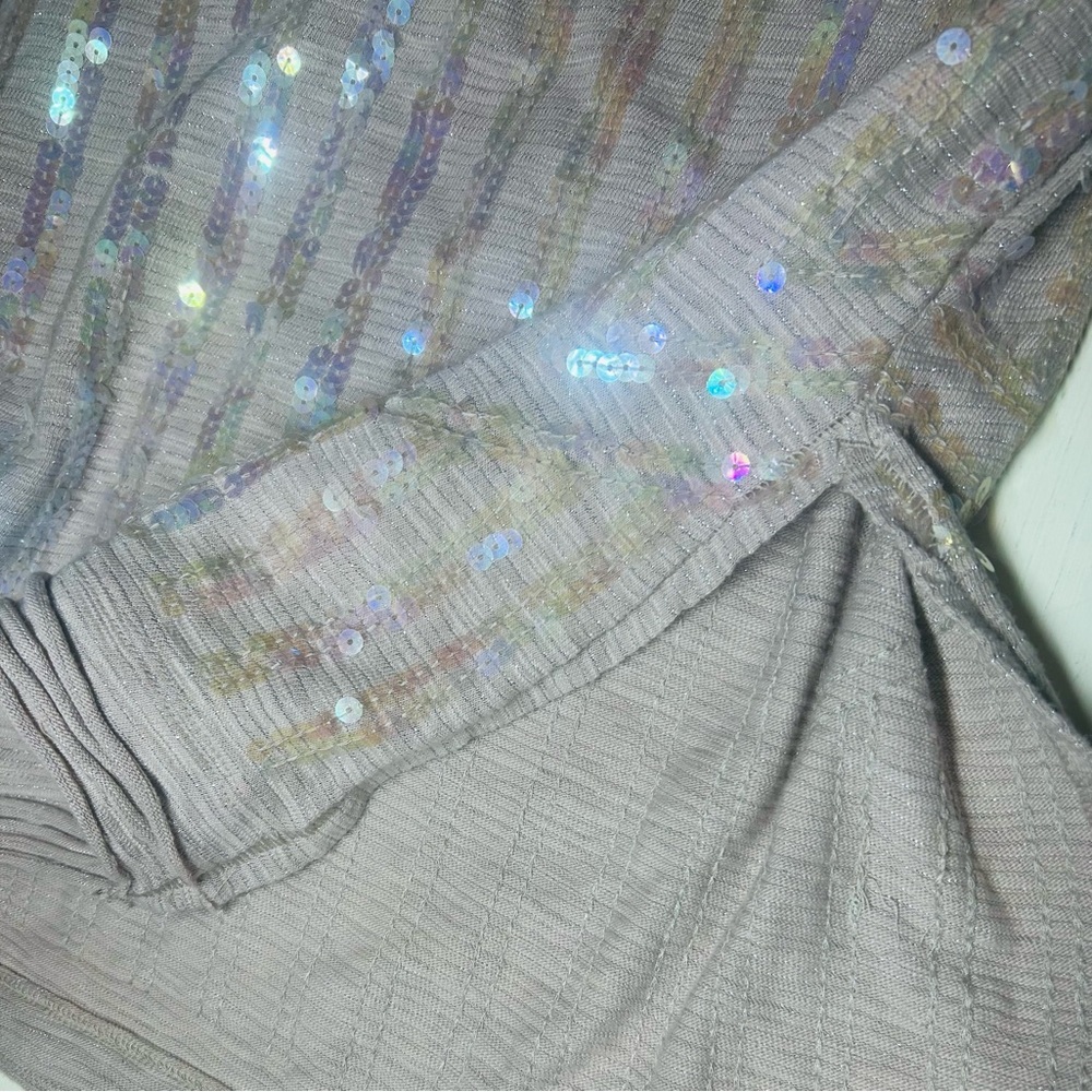 Free People Dusty Pink Oversized Boho Sequin Embellished Sweater Top Size S - Picture 11 of 13